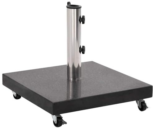 Tomostar Pied de Parasol avec roulettes, Support Socle de Parasol Base de Lestage Granite 30 kg Carré Noir