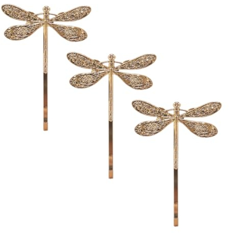 Durlo 3 Stück Vintage Libellen-Haarspangen, Elegante Goldene Haarnadeln, Stylische Haarspangen Für Damen Für Den Alltag Und Abschlussball-Accessoires