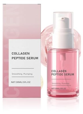 Pink Collagen Peptide Serum, Pore Minimizer Collagen Serum pour le visage, Sérum anti-rides anti-âge avec de l'acide hyaluronique pour l'hydratation, réduisez les ridules (30ml, 1pc)
