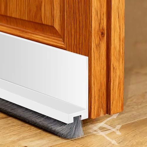 pangutheos 100cm Türbürstendichtung, Zugluftstopper für Türen Selbstklebend, Türbürste Bürstendichtung mit Bürste, Türdichtung Unten für Staubsicher, Schallschutz, Kälteschutz (Weiß)