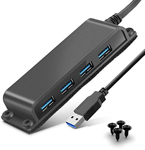 Hub USB 3.0 da tavolo portatile a 4 porte – Hub dati USB 3.0 fissabile con cavo da 100cm(3,3 ft) per MacBook, Mac Pro/Mini, iMac, Surface Pro, notebook, chiavette USB, dischi rigidi esterni, computer