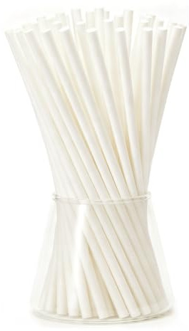 Strohhalme Papier, Biologisch Abbaubare Strohhalme | Ideal für Partys und verschiedene Anlässe, 100 Stück, Weiß