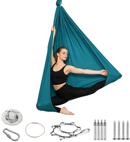 Yogatuch zum Aufhängen Hängematte Set,Schaukeltuch 150 * 280cm,200 KG Yoga Hammock Swing Air Fliegen mit Installationshardware,Schaukel Indoor,Hängeschaukel Turntuch zum Hängen Übungen