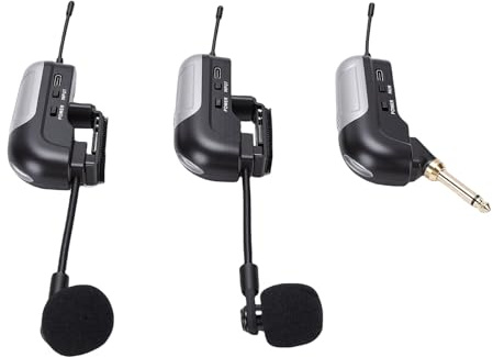 TIKATARER Doppio Microfono Wireless per Fisarmonica UHF, Microfono per Ripresa di Strumenti a 360 Gradi con 1 Ricevitore per Fisarmonica, Sistemi PA, Mixer Audio, Altoparlanti, Lungo Raggio di 30 M