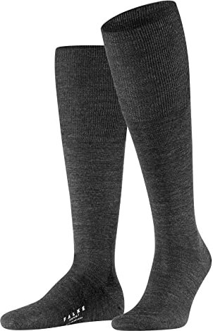 FALKE Herren Kniestrümpfe Airport M Kh Wolle Baumwolle lang einfarbig 1 Paar, Grau Dark Grey 3070, 39-40