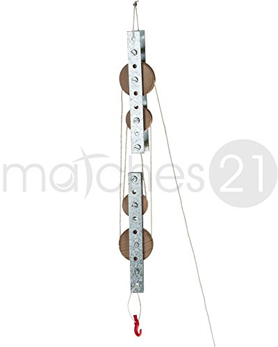 matches21 HOME & HOBBY Flaschenzug DIY Holz Bastelset für Kinder ab 10 Jahren Funktionsmodell Bausatz