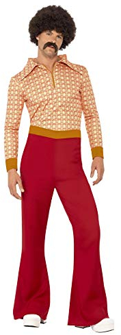Smiffys Authentischer 70iger Jahre Typ Kostüm, mit Top und Hosen mit hochgezogener Taille