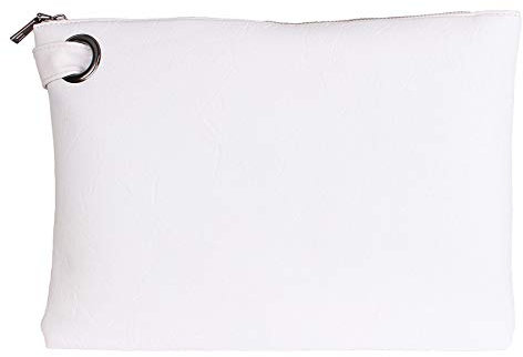 ZOONAI Oversized Clutch Bag Purse, Womens Large leather Evening Wristlet Handbag (White)(Size: One Size)