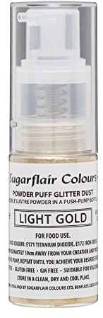 Sugarflair Light Gold Edible Glitter Dust Spray (Non-Aerosol) - Add a Shimmering Lustre Sparkle to Cakes, Cupcakes, Chocolate, Baking, Desserts, Ice Cream, Drinks, Cocktails and more - 10g