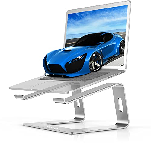 BoYata Laptop Stand, Aluminum Portable Ventilated Laptop Holder, Notebook Stand Compatible with 10-14'' MacBook Pro/Air, Dell, HP, Samsung, Acer (Silver)