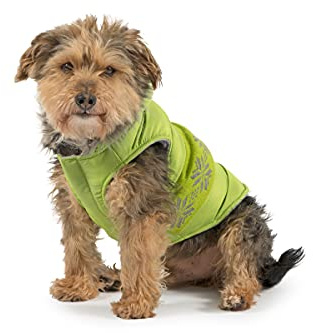Ancol Nordic Dog Coat Green Cold Weather Protection Weather Resistant Fleece Lining Fur Trimmed Hood Nordic Pattern Pet Puppy Apparel - XL - Length 60cm/Girth 72-88cm