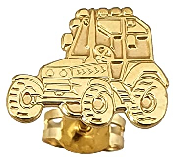 Ohrring Traktor Gold 333 Bulldog Stecker Ohrstecker Single Gelbgold Unisex
