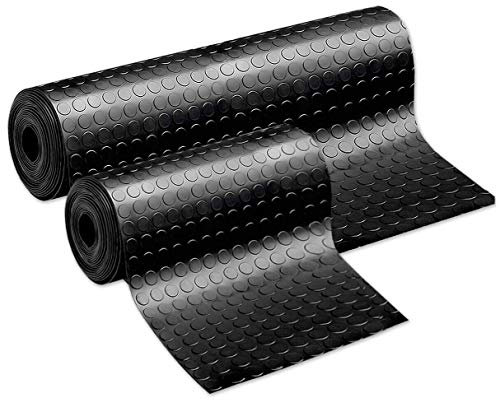 emmevi Rutschfester Gummi-Bodenschutz mit Noppen, schwarz, robuste Beschichtung, verschiedene Größen, Modell: Fußmatte aus PVC, 1 x 6 m