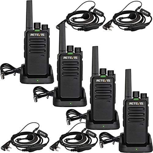 Retevis RT668 Walkie Talkie, Funkgerät mit Headset, VOX USB-C 1200mAh, 16 CH, Walkie Talkie Erwachsene für Hotel, Schulen, Sicherheit (Schwarz, 4 Stück)
