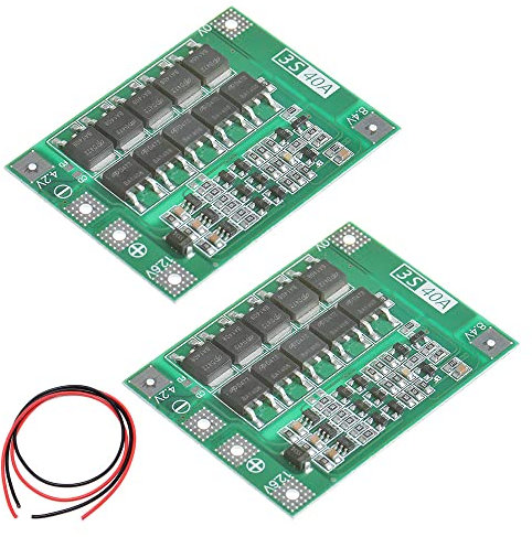 Youmile 2Pack Carte de protection PCB 40A 3S Li-ion Chargeur de batterie au lithium Carte de protection PCB BMS avec charge de charge pour moteur de forage 40A courant 11.1V 12V 12.6V