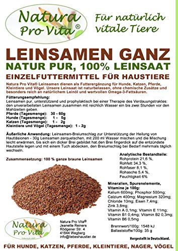Leinsamen Pferde ganze braune Leinsaat Magen Darm Verdauung gesunde Energie Omega-3 Fettsäuren Leinöl Futterzusatz Pferd NaturaProVita 10kg