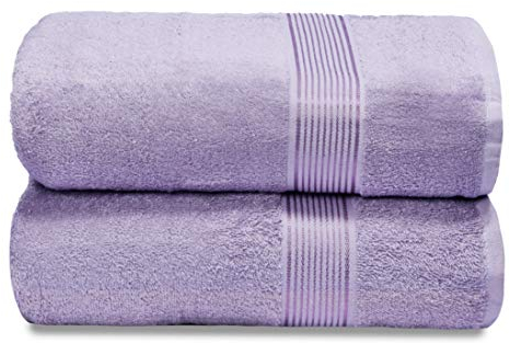 GLAMBURG Baumwolle 2er-Pack übergroße Badetücher 100 x 150 cm, große Badetücher, extrem saugfähig, kompaktes und leichtes Handtuch — Dunkelviolett