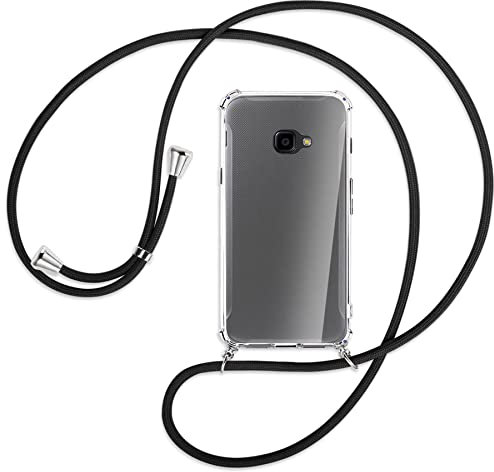 mtb more energy® Handykette kompatibel mit Samsung Galaxy Xcover 4, 4S (SM-G390, G398 / 5.0'') - schwarz - Smartphone Hülle zum Umhängen - Anti Shock Full TPU Case