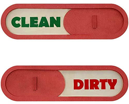 GEEKBEAR Wood Clean Dirty Magnet for Dishwasher (11. Red Slider) - Colorful Wood Sliding Indicator - Slider Type Dishwasher Sign - No-Scratch Kitchen Refrigerator Storage Decor Accessories