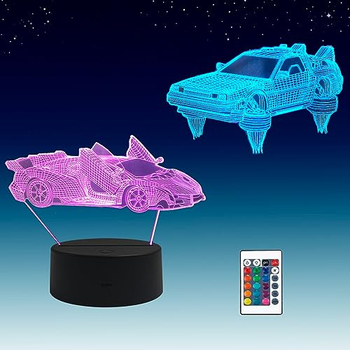 Sosowlight 2 in 1, Sportwagen,Schwebefahrzeug,3D Illusions LED Lampe,16 Farben RGB Fernbedienung, Schreibtisch Nachtlicht
