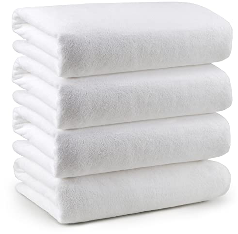 Orighty Badetuch-Set, 4er-Pack (68,6 x 137,2 cm), Weißes Soft-Touch-Badetuch-Set, Sehr Saugfähige Mikrofaser-Körperhandtücher, Schnell trocknend, Mikrofaser-Badetücher für Sport, Yoga, Spa, Fitness