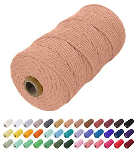 Uiopa Hilo Macrame 2mm x 200m, Cuerda Macrame Cuerda de Algodon Natural Cordel, Cuerda Manualidades para DIY Macrame Pared, Cortina, Colgar Plantas, Decoracion Dormitorio (Rojo ladrillo)