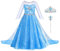 ACWOO ELSA Kostüm Mädchen, ELSA Kinder Prinzessin Kleid 6-teiliges Set mit Krone Diadem Handschuhe Zauberstab usw für Halloween Weihnachten Verkleidung Karneval