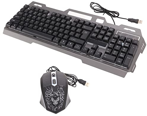 104 Keys Gaming Keyboard and Mouse Combo, Ergonomic Mechanical Feel Wired Keyboard and Mouse Set, RGB Light Wired USB Keyboard Mouse Set for Win7, Win8, Win10