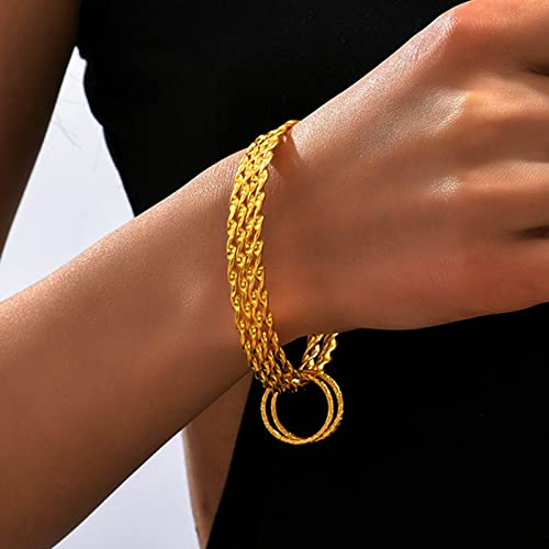 Inateannal Gold Armspangen-Armband-Set Für Frauen Gestapelt Verdreht Dünne Runde Armspange Indischen Ethnischen Mehrere Armreifen Armbänder Outfit Modeschmuck (4pcs)