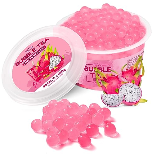 He-Ju Bubble Tea Perlen DRACHENFRUCHT 490 GRAMM vegan, glutenfrei, gelatinefrei, Boba Fruchtperlen Dragonfruit