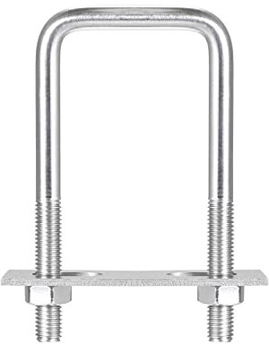 sourcing map Square U-Bolts, 52mm(2.05) Inner Width 120mm Length M10 304 Stainless Steel U Clamp Bolt with Nuts and Plates, for Boat Trailer
