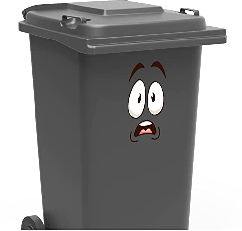 Finest Folia Aufkleber Gesicht Augen und Mund Sticker Mülltonnenaufkleber für Mülltonne Mülleimer Kühlschrank Toilette Deko selbstklebend wetterfest R206 (02 Überrascht)