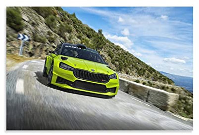 Sportauto-Poster für Skoda Fabia RS Rally Edition Supercar Rennauto Poster Dekorative Malerei Leinwand Wand & Kunstbild Druck Moderne Familie Schlafzimmer Dekor 60 x 90 cm
