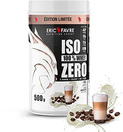 ISO WHEY ZERO 100% Pure Protéine - Pure Whey Protéine Isolate Savoureuse Pour Prise de Masse Musculaire - Assimilable Rapidement - 500g - Saveur Café Latte - Eric Favre