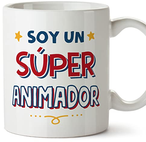 MUGFFINS Tazas para ANIMADOR hombre - En Español - Soy Súper - 11 oz / 330 ml - Regalo original y divertido