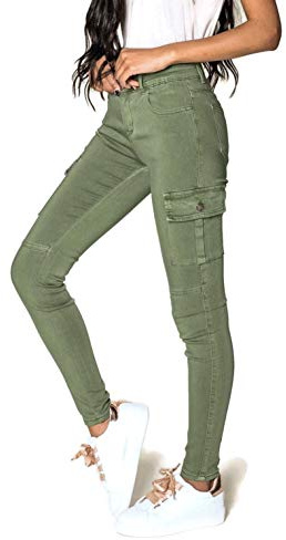 Noir Triple XXX Women's Cargo Pants Skinny Trousers Stretch Joggings Skinny Jeans UK 6-16