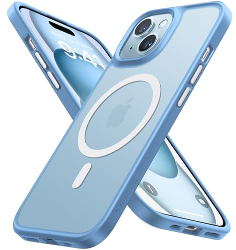 TORRAS for iPhone 15 Case with MagSafe Beyond 12FT Military Shockproof, 15W Fast & Safe Charging, Matte Translucent Magnetic Protective Cases Anti-Fingerprint Slim Thin iPhone 15 Cover Armor Blue