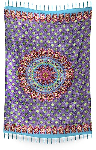 Woru Sarong Mandala, Pareo, Hüfttuch, Wickelrock, Strandtuch (Türkis)