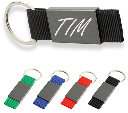 ibera gifts Personalisierter Schlüsselanhänger aus Metal/Polyester - Personalisierte Anhänger Geschenke Mit Gravur für Freund, Freundin, Vatertag, Muttertag, Partner, Mama, Papa