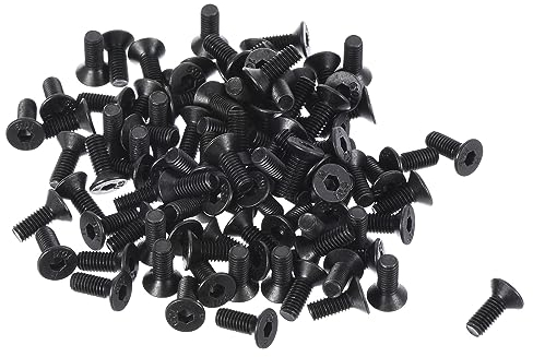 QUARKZMAN M3 x 8mm Hex Douille Plat Tête Tête fraisée Vis x 100PCS 10.9 Alliage Acier Douille Tête Bouchon Vis Boulons pour Machines et Meubles, [Noir]