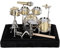 Gugxiom Mini-Schlagzeug-Set mit Display-Box und Sockel, Metall-Mini-Schlagzeug-Set, Miniatur-Musikinstrument-Schlagzeug-Set, Mini-Trommeln für Geschenke, Familien, Freunde