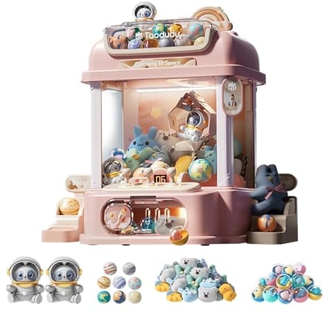 LOVIVER Mini Candy Grabber Prize Dispenser, Mini Claws Machine for Kids, Indoor Arcade Candy Capsule Claw Game Prizes Toy, E