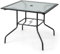 COSTWAY Mesa Terraza Exterior Cuadrada,89 x 72 cm, Orificio para Sombrilla 38 mm, Mesa Jardin Exterior con Tapa de Vidrio Templado, Estructura de Metal, Mesa Comedor Jardín Patio Piscina Balcón