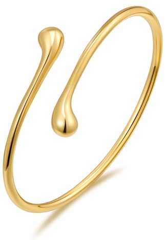 LILIE&WHITE Bracelet Manchette Minimaliste Doré, Bijou Élégant au Design Contemporain, Accessoire Chic pour Femme