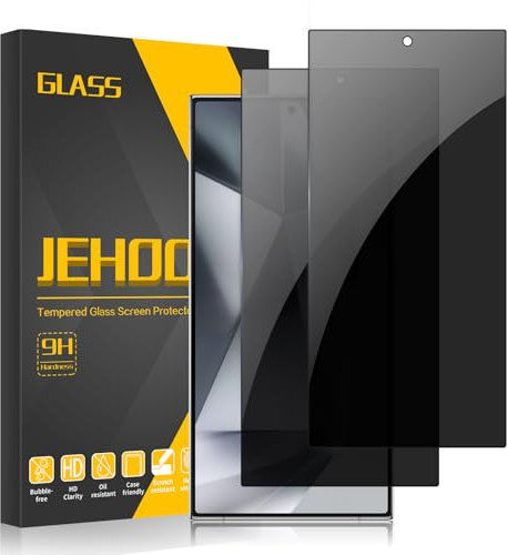 JEHOO für Panzerglas Sichtschutz für Samsung Galaxy S24 Ultra Schutzfolie, 2 Stück Displayschutzfolie Blasenfreie Vollständige Abdeckung 9H Härte [Unterstützt keine Fingerabdruck-Entsperrung]