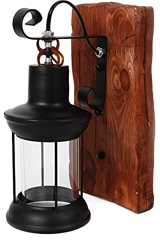 Lampada Da Parete Retro Vintage Rustico Ferro Legno Creativo Arte In Legno Lanterna E27 Con Interruttore CLEADONG Per Scale Soggiorno Camera Da Letto Cafe Bar