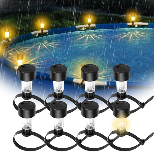 ZOYDP 8 Pièces Lumiere Piscine Hors Sol, Eclairage Piscine, Lampe Piscine, IP44 Étanche, Accessoires Piscine pour Chemins Pelouse Terrasse Cour Piscine
