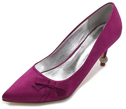 Décolleté Scarpe con Tacco Medio Donna a Punta Scarpe da Sposa con Strass Pompe per Matrimoni,Viola,42 EU