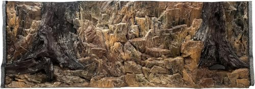 WYSKONT Aquarium Rückwand 3D Korfu - Aquarium Hintergrund - Aquarium Zubehoer - Hintergrund - Aquarium Deko - 146x54 cm zweiteilig für Aquarium 150x60 cm - braune Farbe - Aquarium Groß