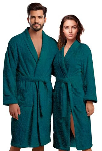 Dreamfox Teal Cotton Bathrobe - Women's Shower Robe & Dressing Gown